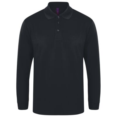 Henbury Unisex Long Sleeve Coolplus® Piqué Polo Shirt Thumbnail