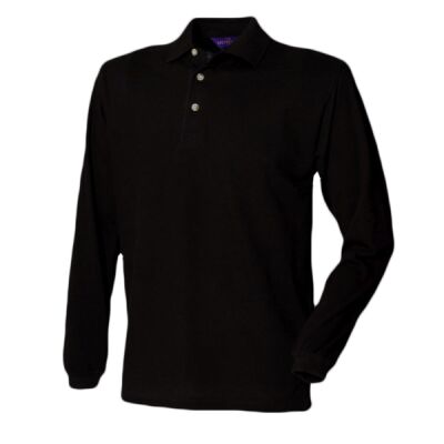 Henbury Long Sleeve Cotton Piqué Polo Shirt Thumbnail