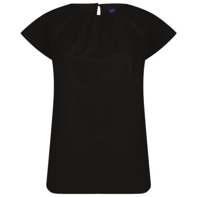 Henbury Ladies Pleat Front Short Sleeve Blouse Thumbnail